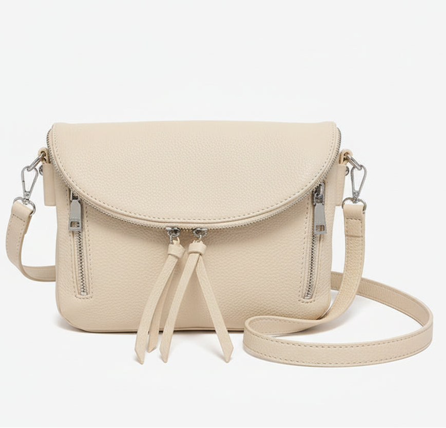 Aubree Flapover Ivory Crossbody