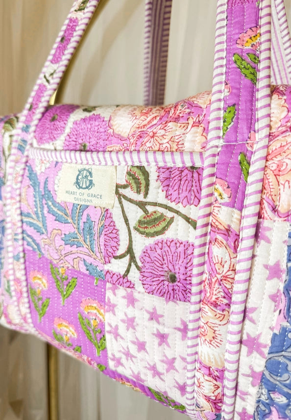 Starlit Blooms Quilted Duffle Bag