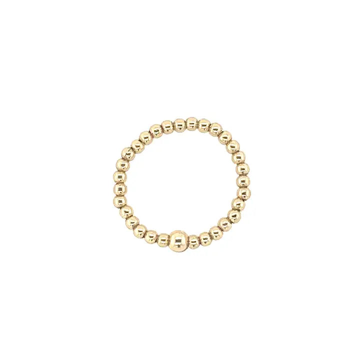 Classic 2mm 14k Gold Filled Beaded Stretchy Ring