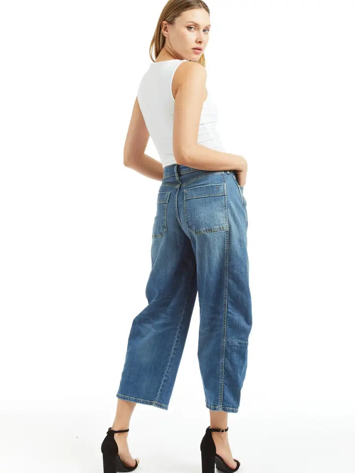 Julie High Rise Barrel Crop Denim