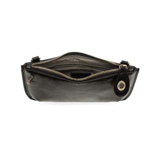 Mini Crossbody Liquid Metal Black Wristlet Clutch