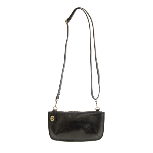 Mini Crossbody Liquid Metal Black Wristlet Clutch