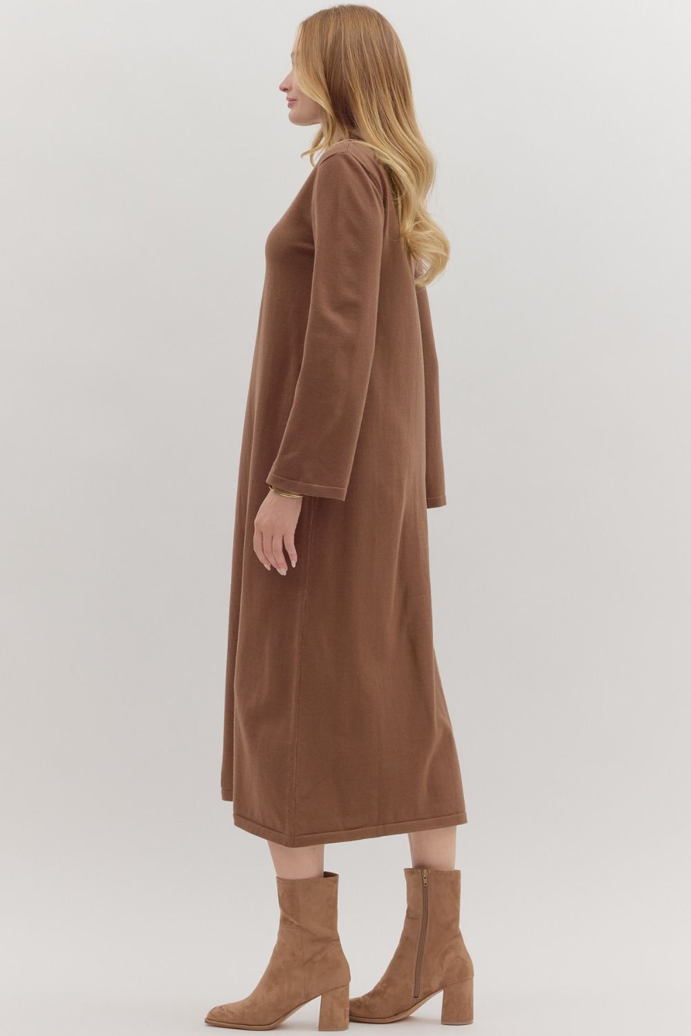 Effortless Grace Brown Dress