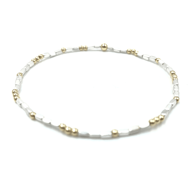 2mm Harbor White + Gold Filled Waterproof Bracelet 7"