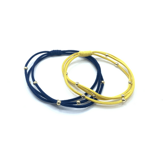 3mm Gold Water Pony Waterproof Hair Bands in Gold and Navy