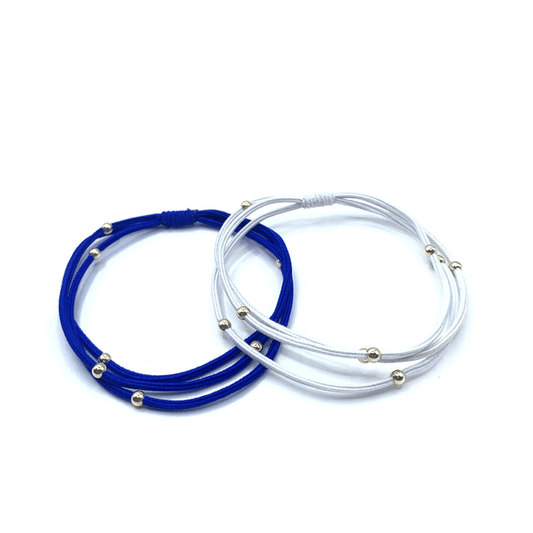3mm Gold Water Pony Waterproof Hair Bands in Royal Blue and White