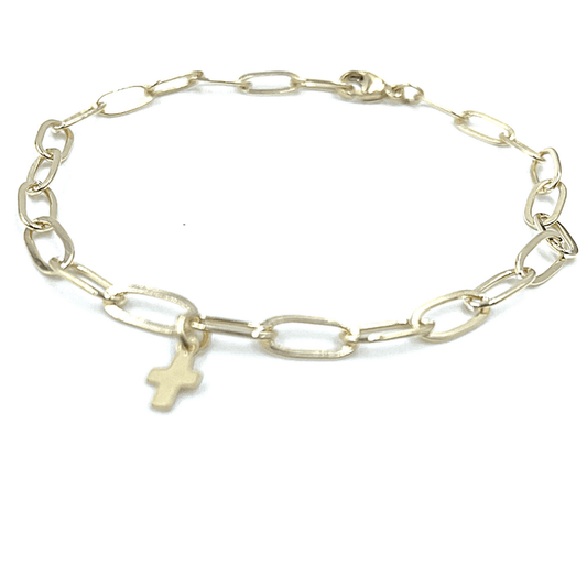 Essential Paperclip Links Bracelet in 14k Gold Filled with Luxe Cross