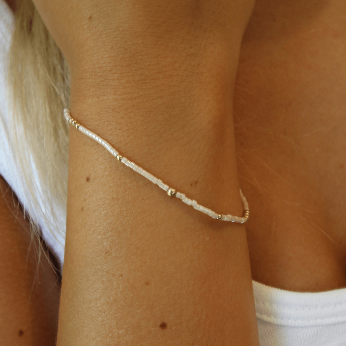 2mm Newport Light Pink + Gold Filled Waterproof Bracelet 7"