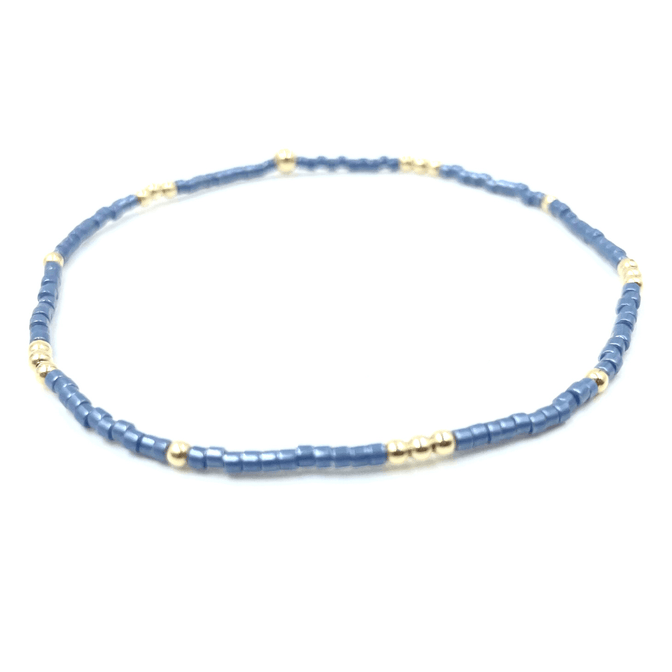 2mm Newport Steel Blue + Gold Filled Waterproof Bracelet 7"