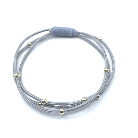Single Water Pony 3mm Gold Waterproof Hair Band in Gray and Light Blue