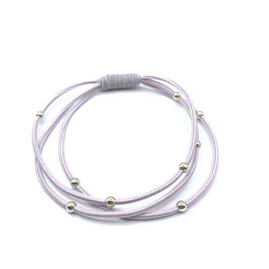 Single Water Pony 3mm Gold Waterproof Hair Band in Pink and Light Gray