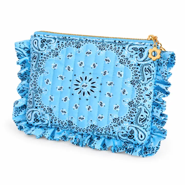 Bandana Ruffle Sky Blue Cosmetic Bag
