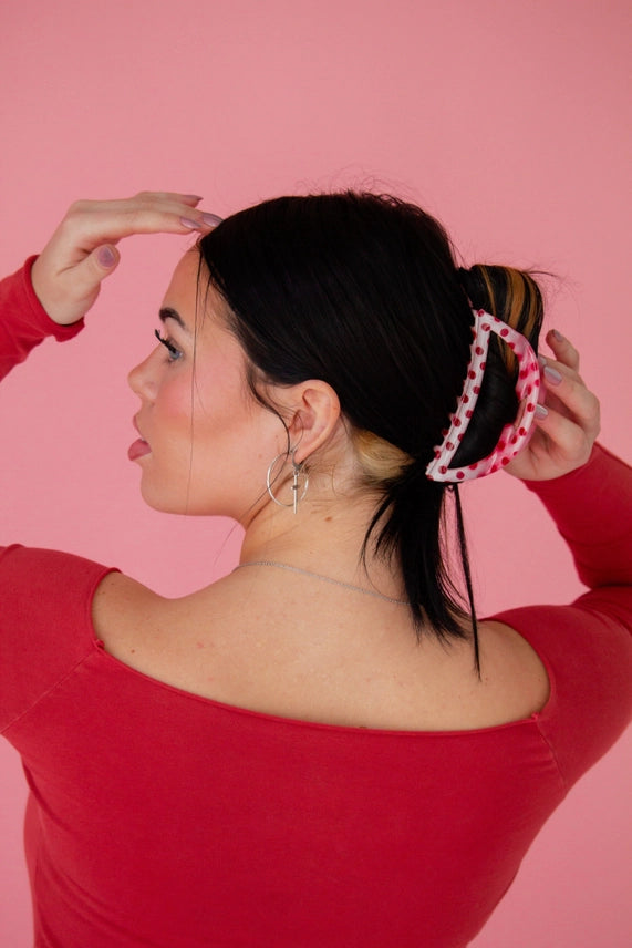 Polka Dot Pink & Red Hair Clip