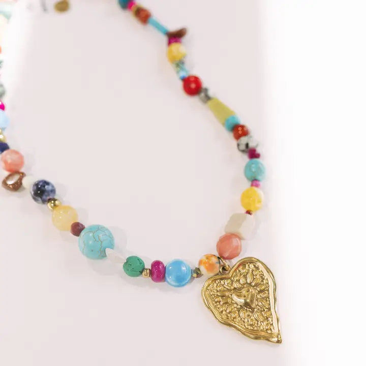 Stevie Heart Colorful Beaded Necklace