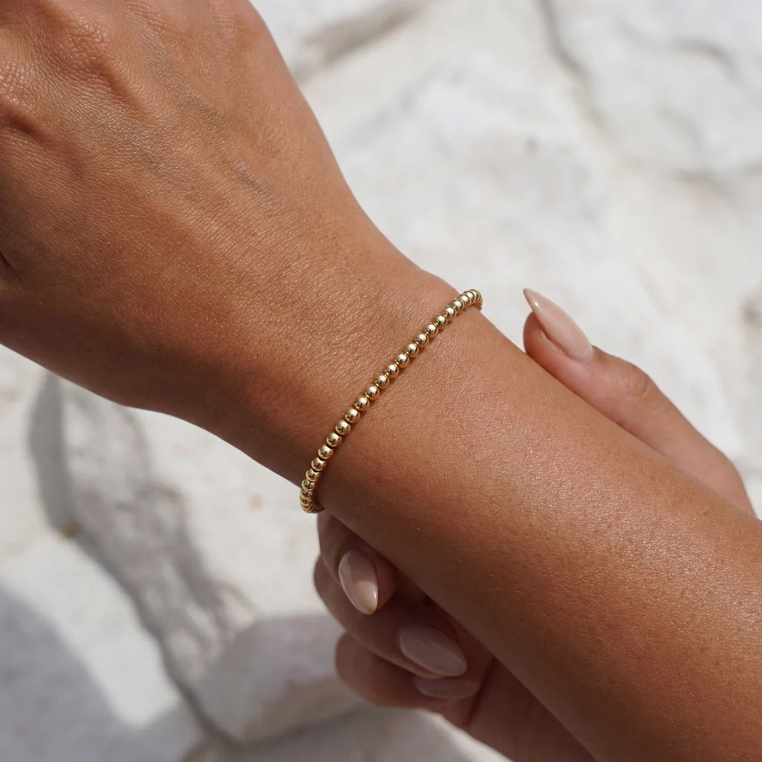 Classic 3MM 14K Gold Filled Beaded Bracelet