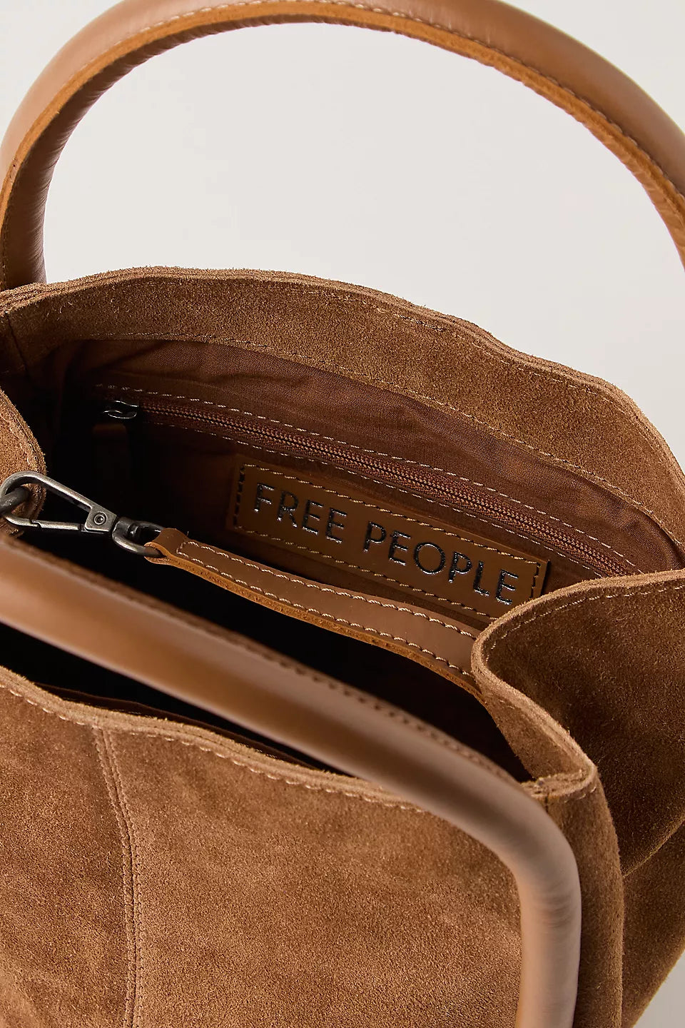 Barlow Suede Cognac Bucket Bag
