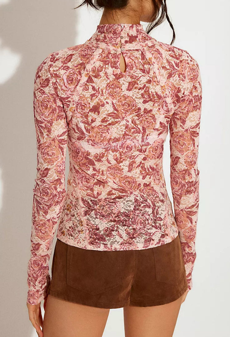 Lyric Pink Combo Long Sleeve Top