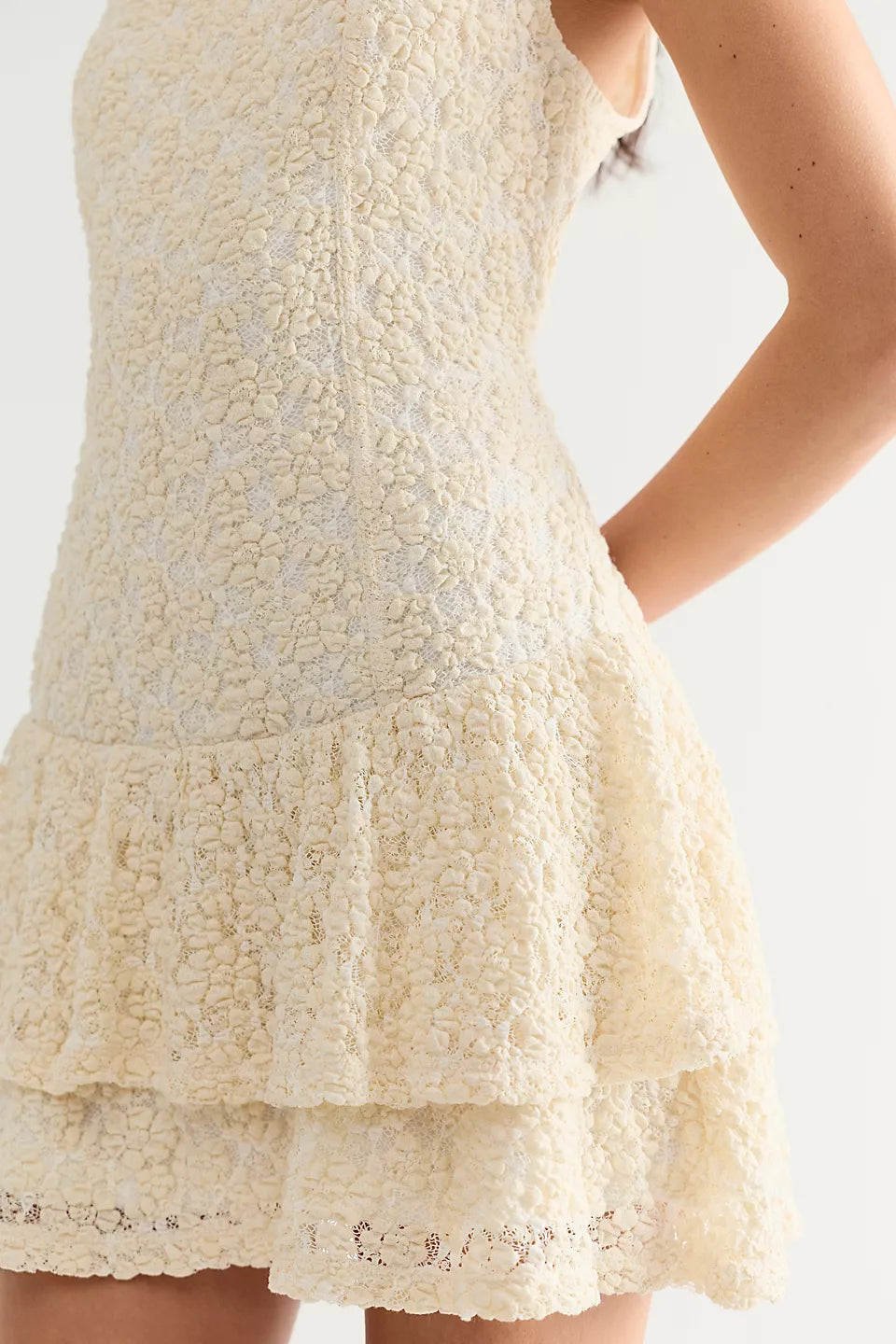 Slow Burn Lace Natural Combo Mini Dress