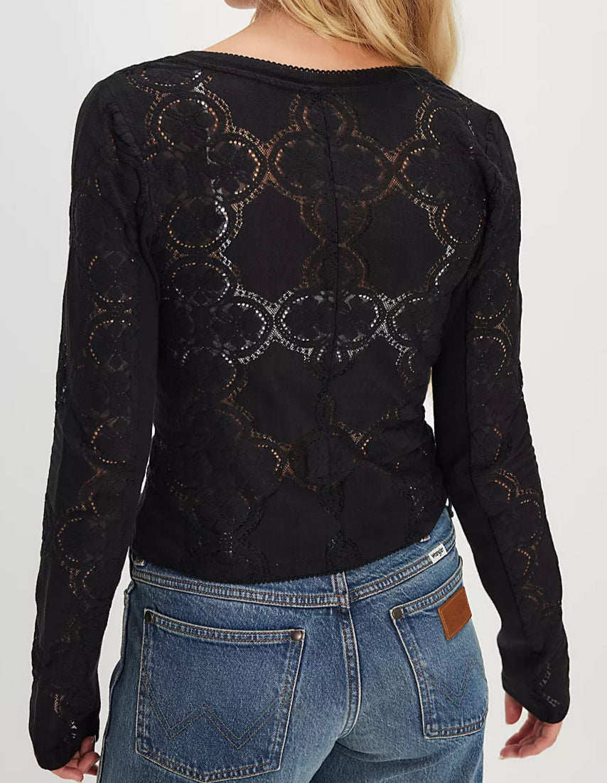 Jae Knit Long Sleeve Black Top