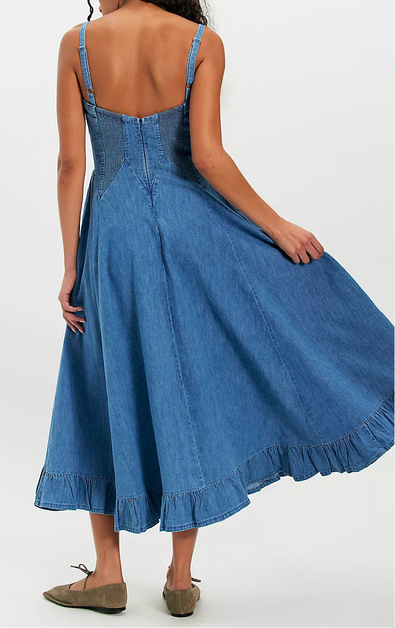 Another Season Boardwalk Blue Denim Midi Dress