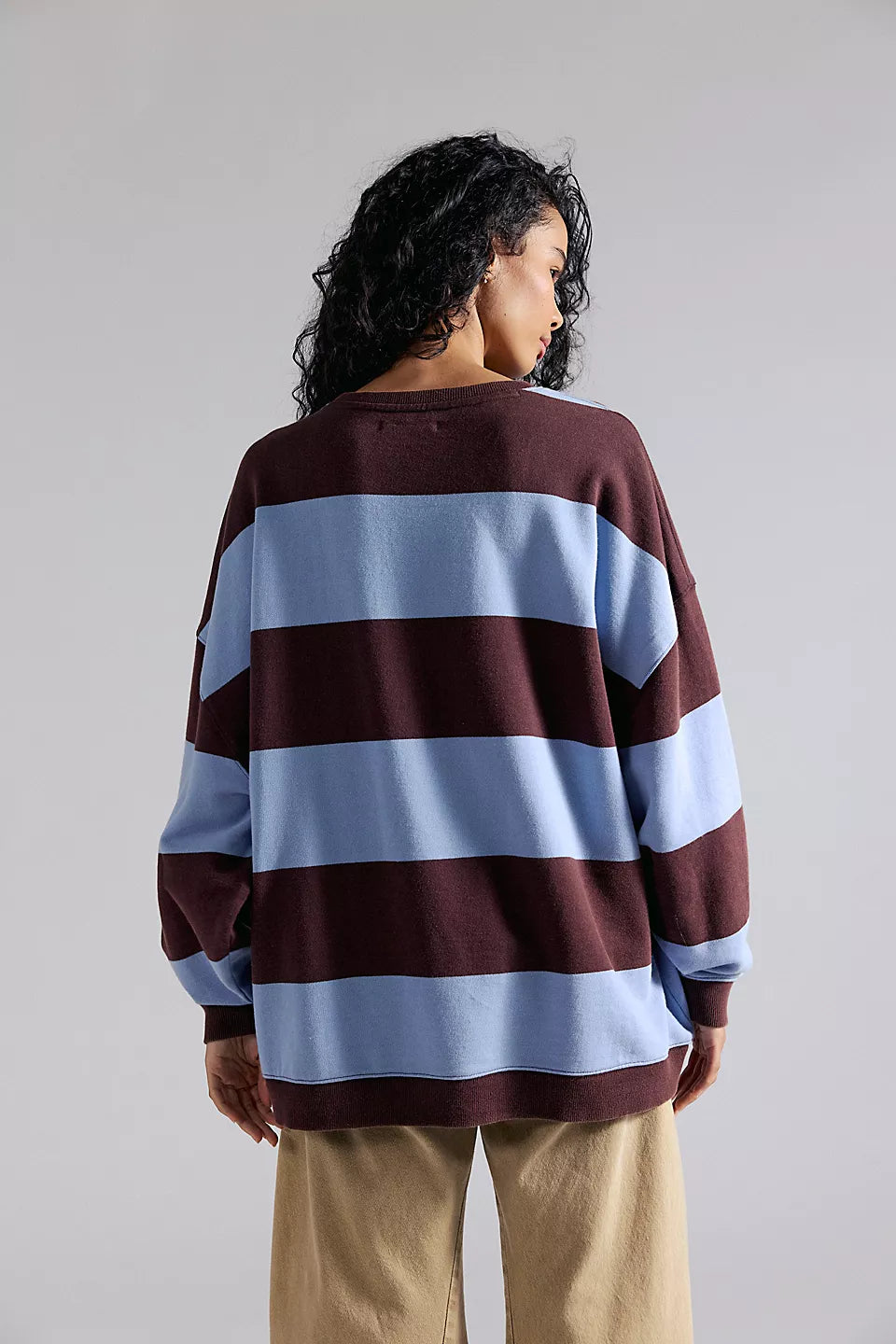 Classic Striped Periwinkle Combo Oversized Crewneck
