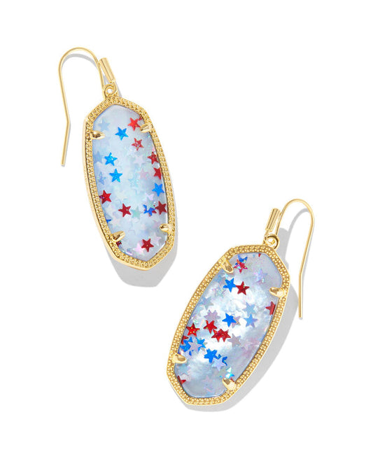 Elle Drop Earrings In Gold Red White Blue Star Illusion