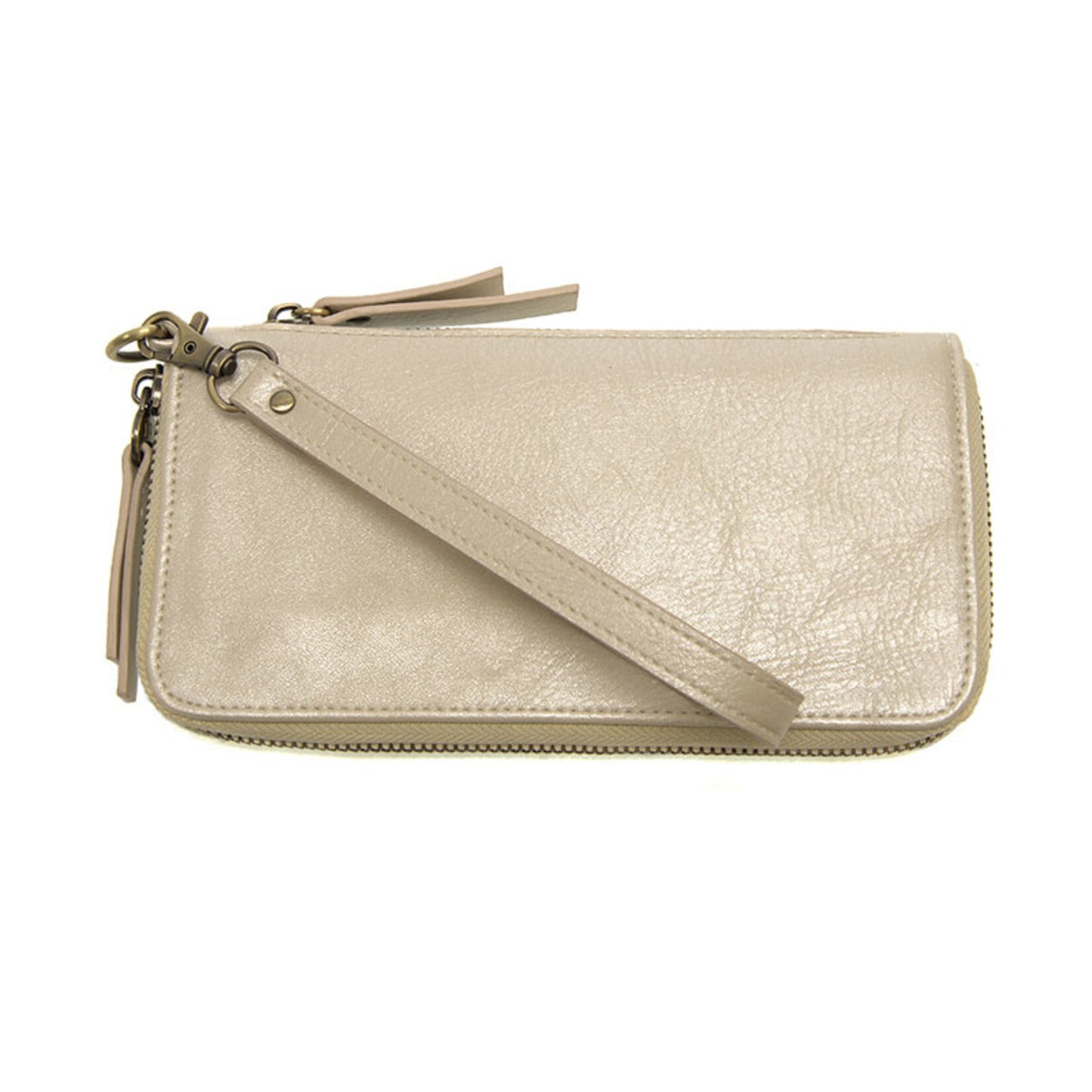 Chloe Metallic Pearl Zip Around Wallet Wristlet