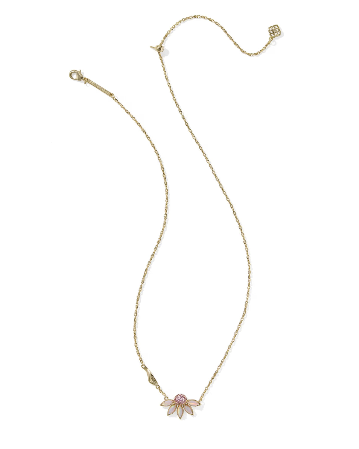 Anya Flower Gold Short Pendant Necklace in Light Pink Mix
