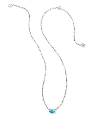 Cailin Silver Pendant Necklace in Aqua Crystal