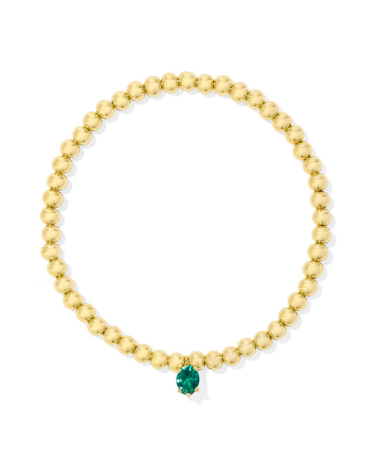 Cailin Gold Stretch Bracelet in Green Crystal