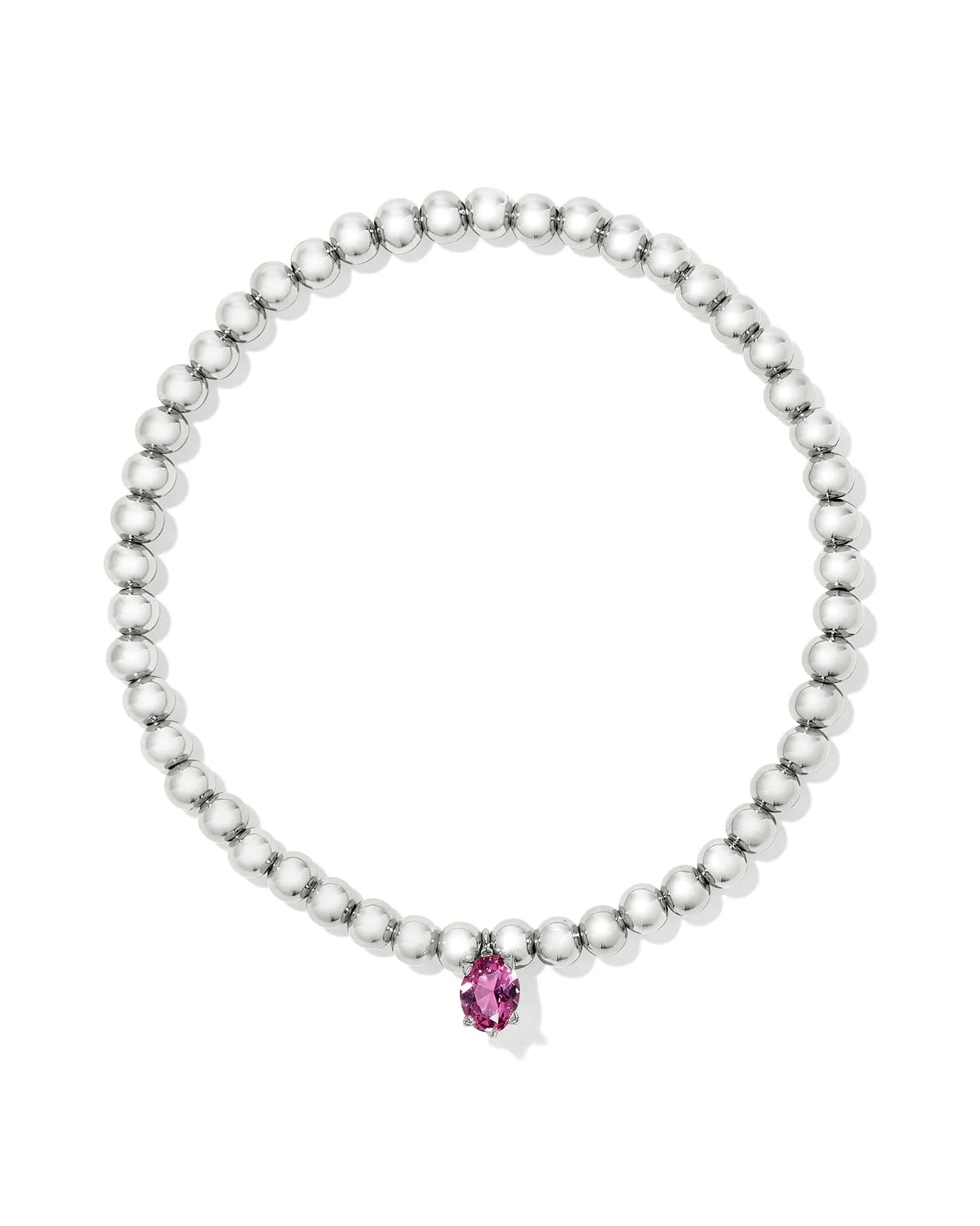 Cailin Silver Stretch Bracelet in Pink Crystal