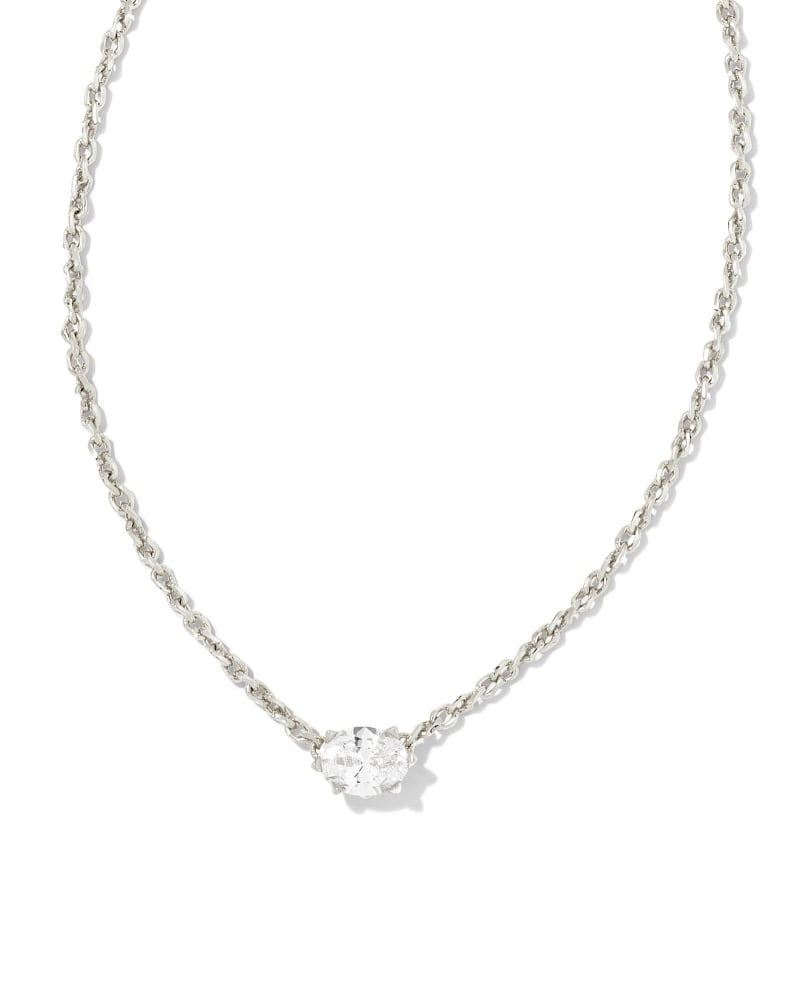 Juliette Silver Pendant Necklace in White Crystal