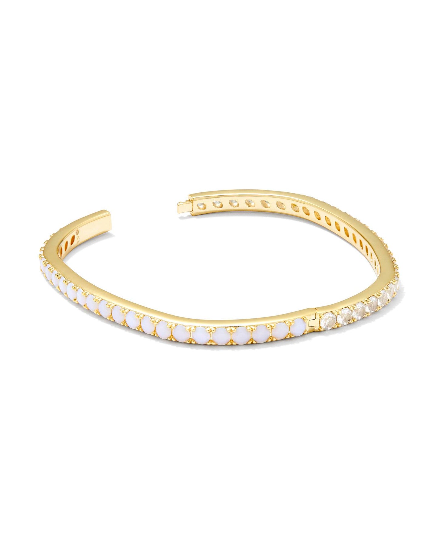 Chandler Gold Bangle Bracelet in White Opalite Mix