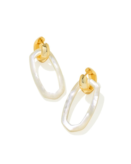 Danielle Gold Convertible Link Earrings in Ivory Mother-of-Pearl
