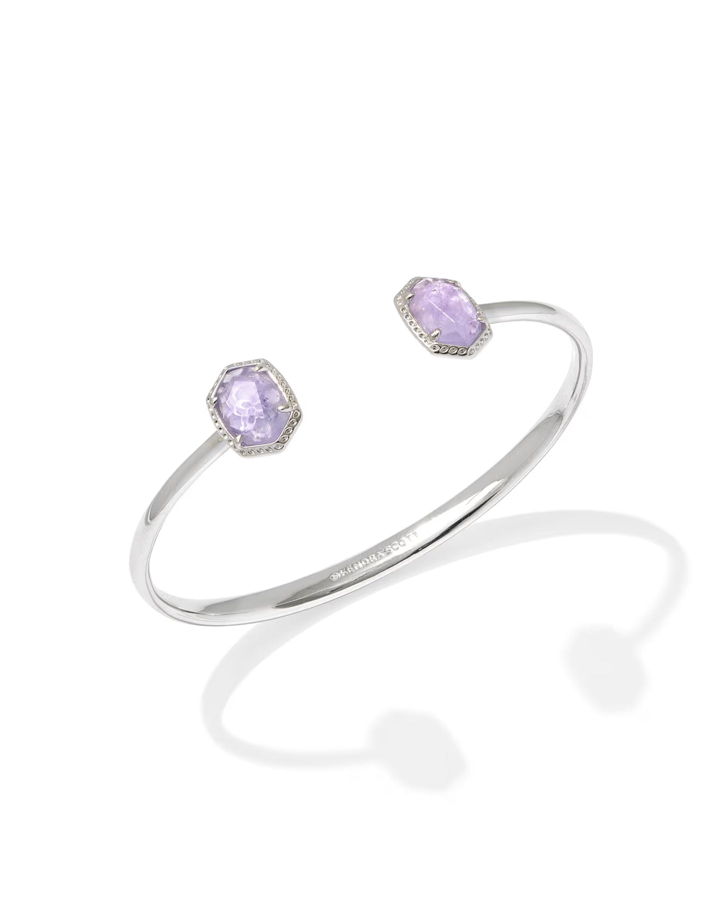 Daphne Silver Frame Cuff Bracelet in Amethyst