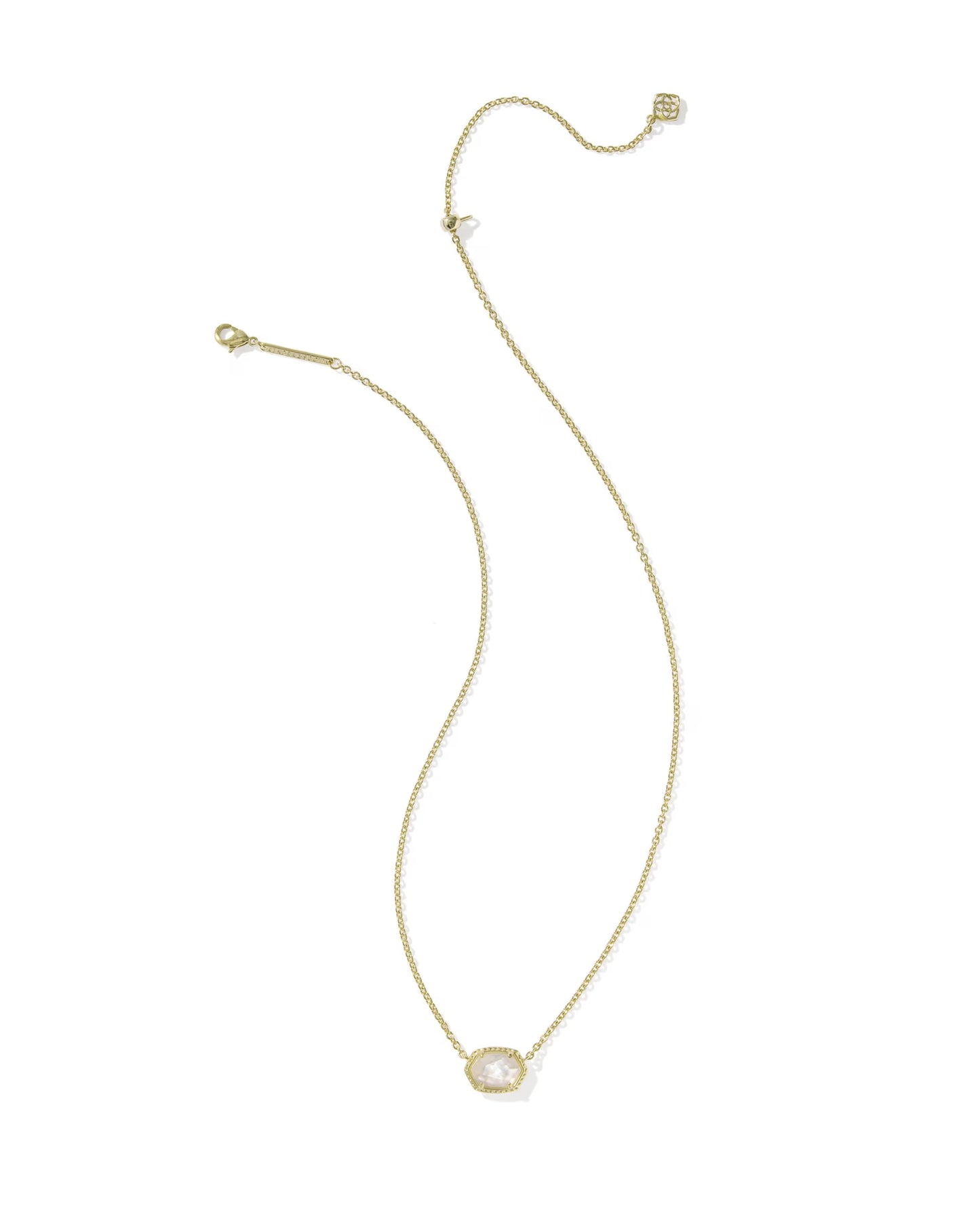 Daphne Gold Frame Short Pendant Necklace in Ivory Mother-of-Pearl
