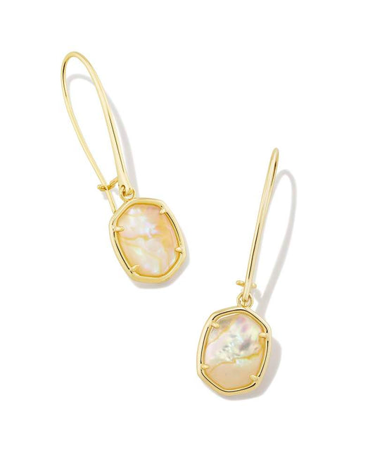 Daphne Gold Wire Drop Earrings in Iridescent Abalone