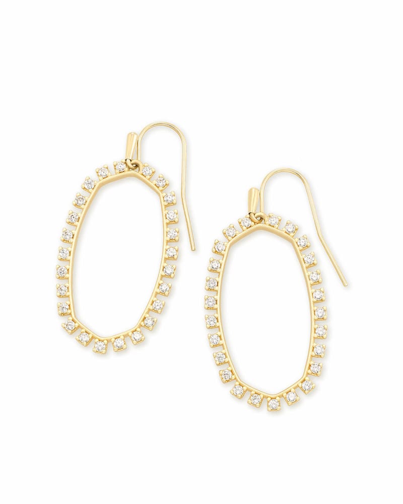 Elle Open Frame Crystal Drop Earrings in Gold