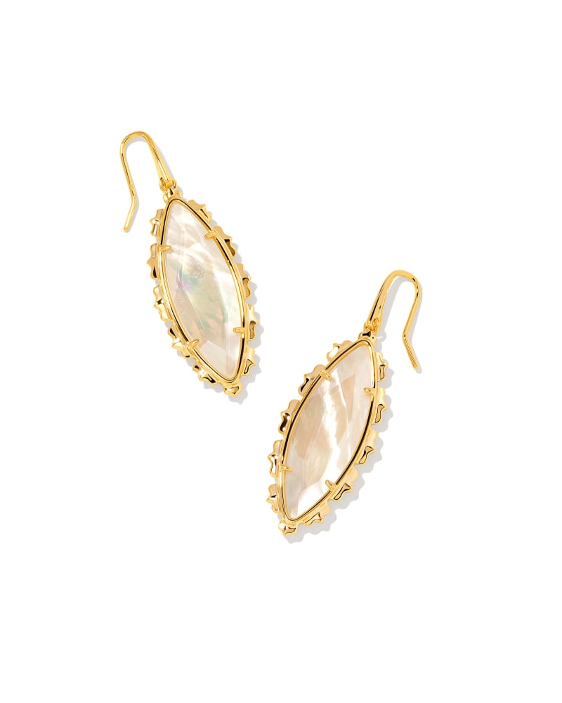 Genevieve Gold Drop Earrings in Ivory Mother of Pearl