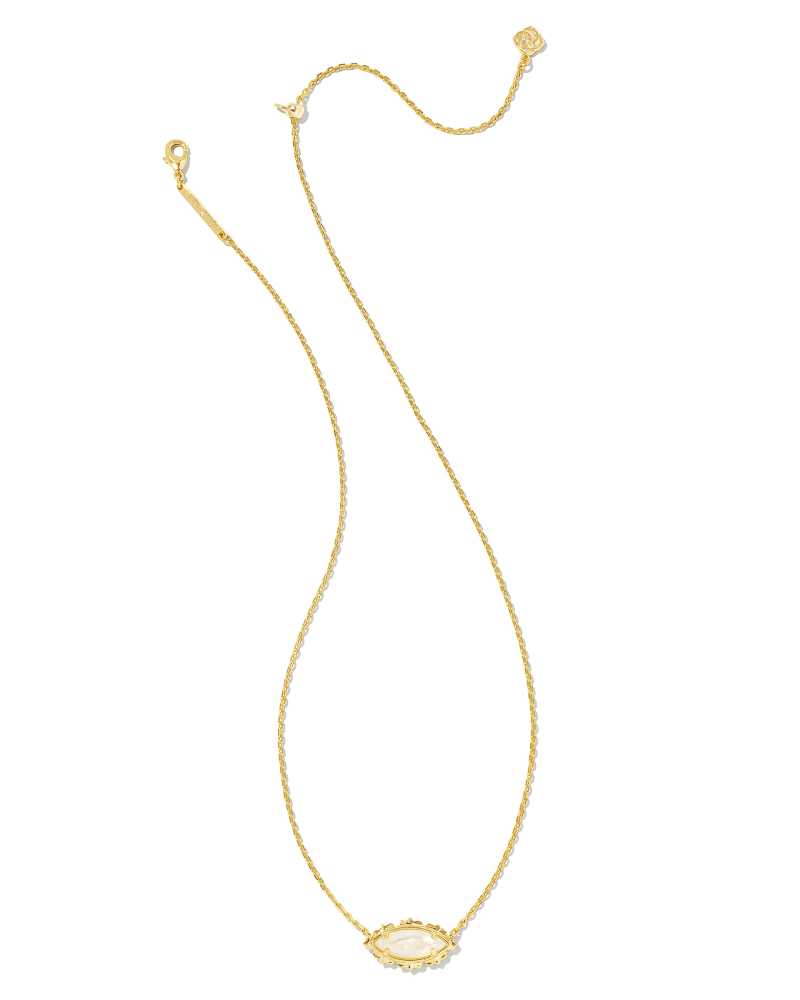 Genevieve Gold Pendant Necklace in Ivory Mother of Pearl