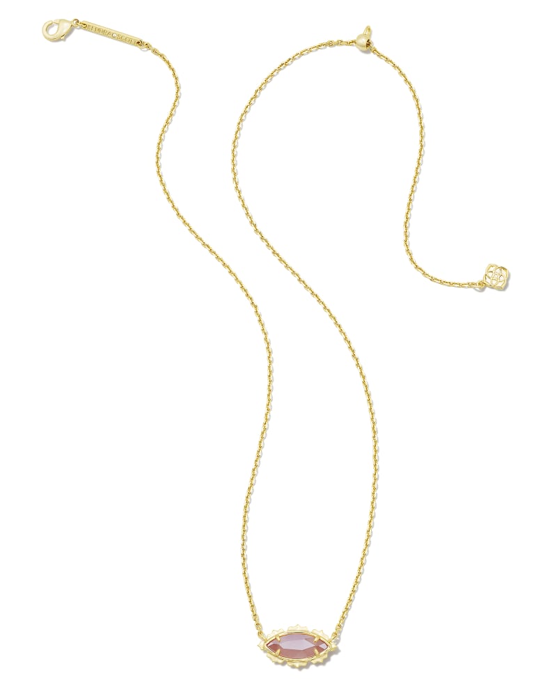 Genevieve Gold Pendant Necklace in Pink Cats Eye