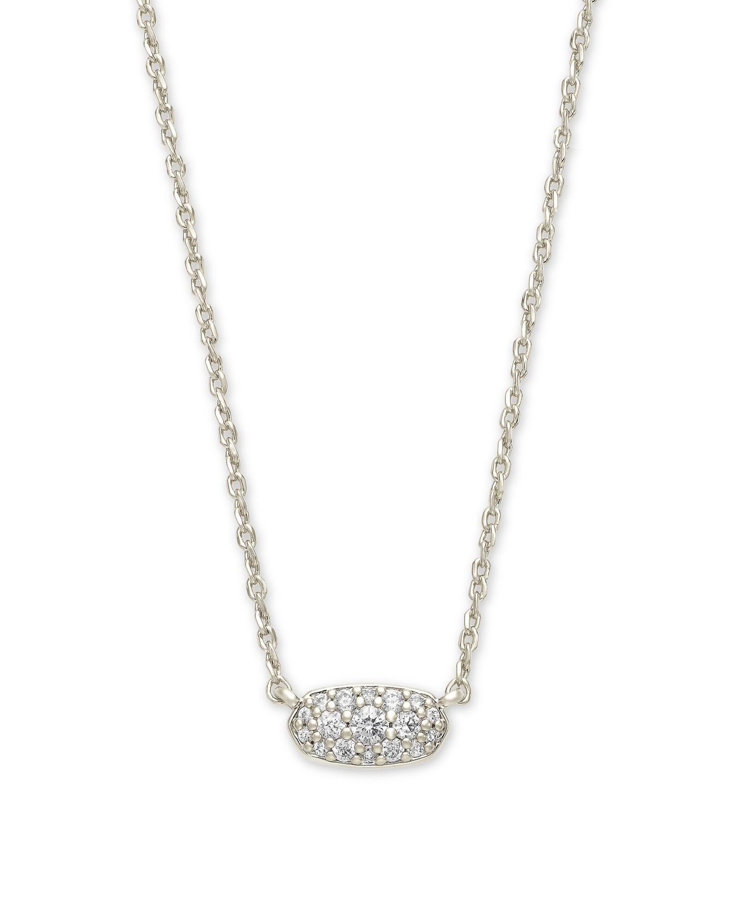 Grayson Silver Crystal Pendant Necklace in White Crystal