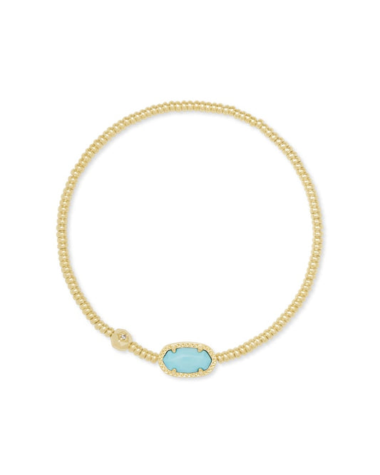 Grayson Gold Stretch Bracelet in Light Blue Magnesite
