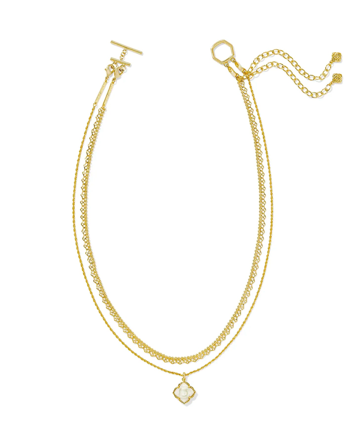Mallory Rose Gold Multi Strand Necklace in Ivory Mother-of-Pearl