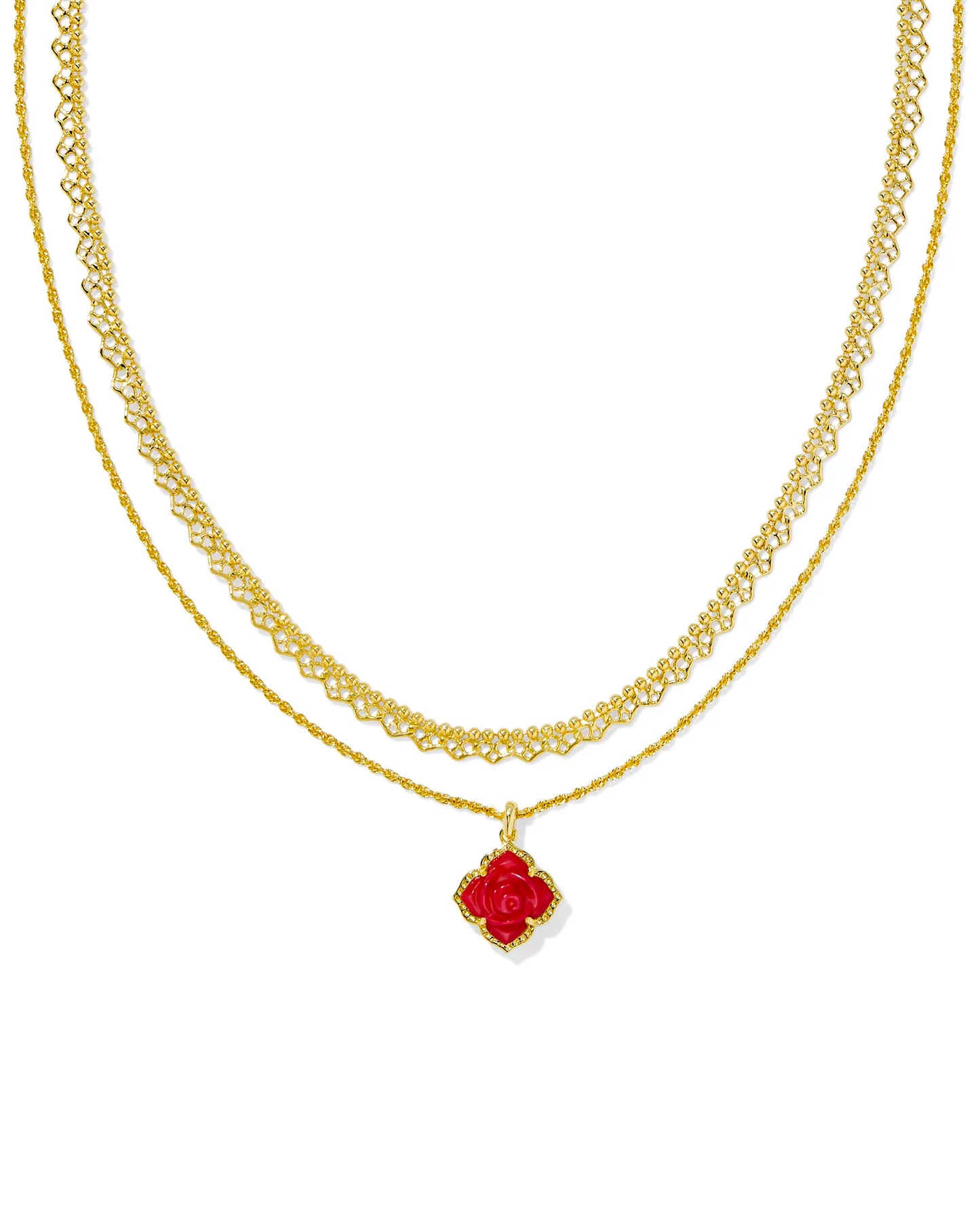 Mallory Rose Gold Multi Strand Necklace in Red Mother-of-Pearl