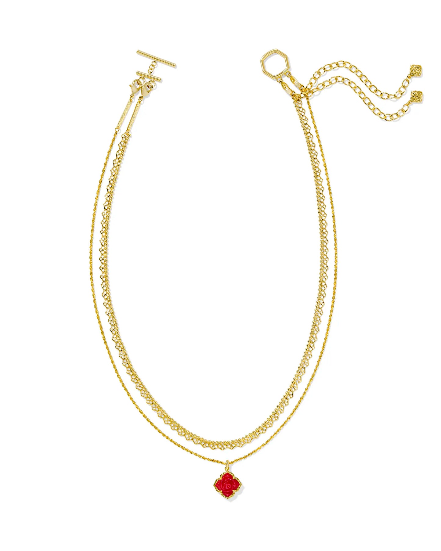 Mallory Rose Gold Multi Strand Necklace in Red Mother-of-Pearl