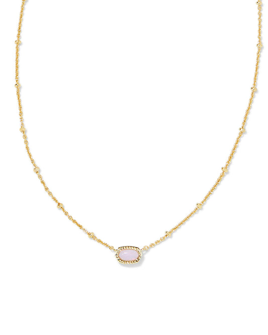 Mini Elisa Gold Satellite Short Pendant Necklace in Pink Opal Crystal