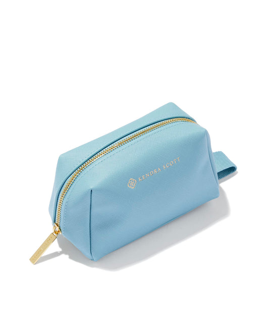 Small Cosmetic Zip Case in Light Blue