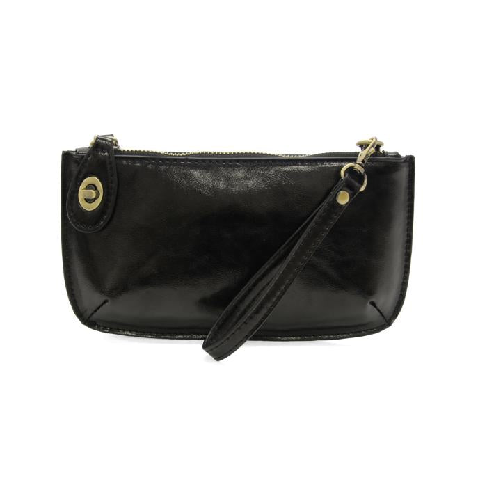 Mini Crossbody Liquid Metal Black Wristlet Clutch
