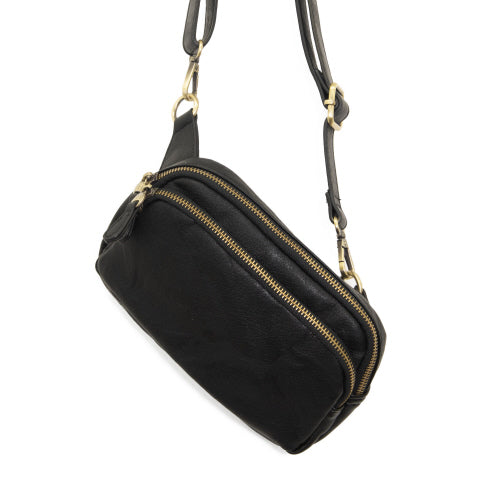 Kylie Double Zip Black Sling Bag